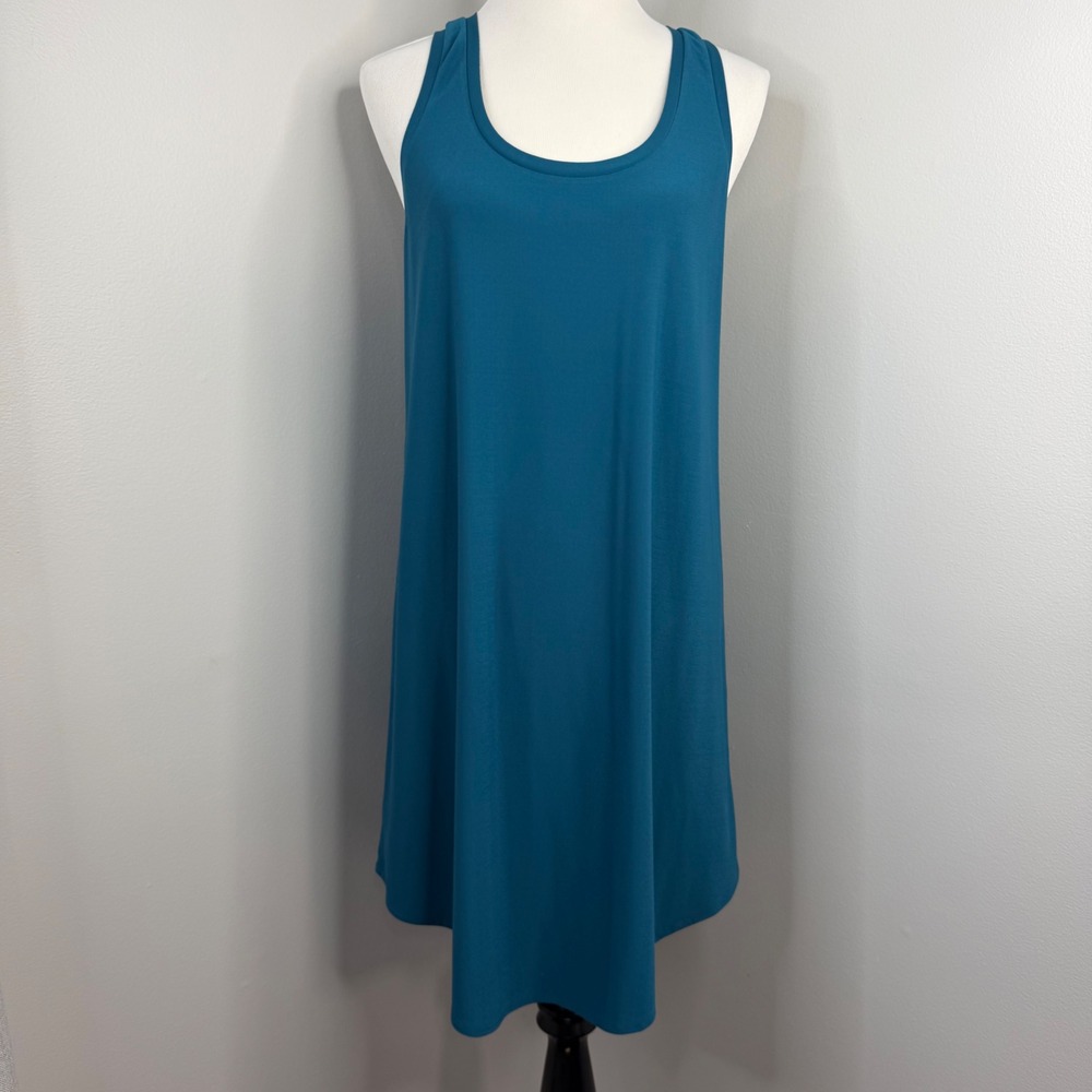 Leith Teal Blue Sleeveless Scoop Neck Swing Dress Large TL318755MI